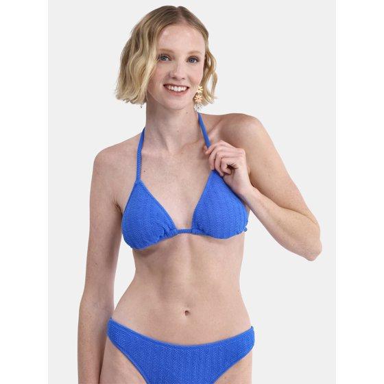 Women's No Boundaries Herringbone Crinkle Triangle Bikini Top