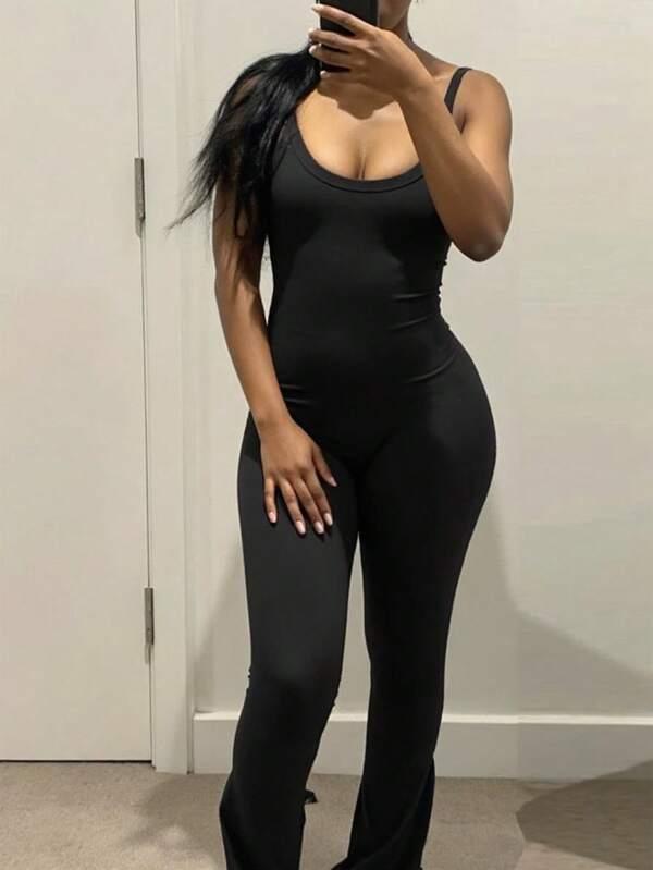 Women Solid Color Camisole Top And Long Pants Set,2pcs