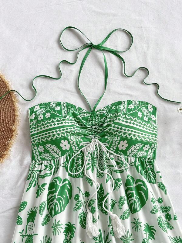 Fashion Allover Print Halter Dress For Women